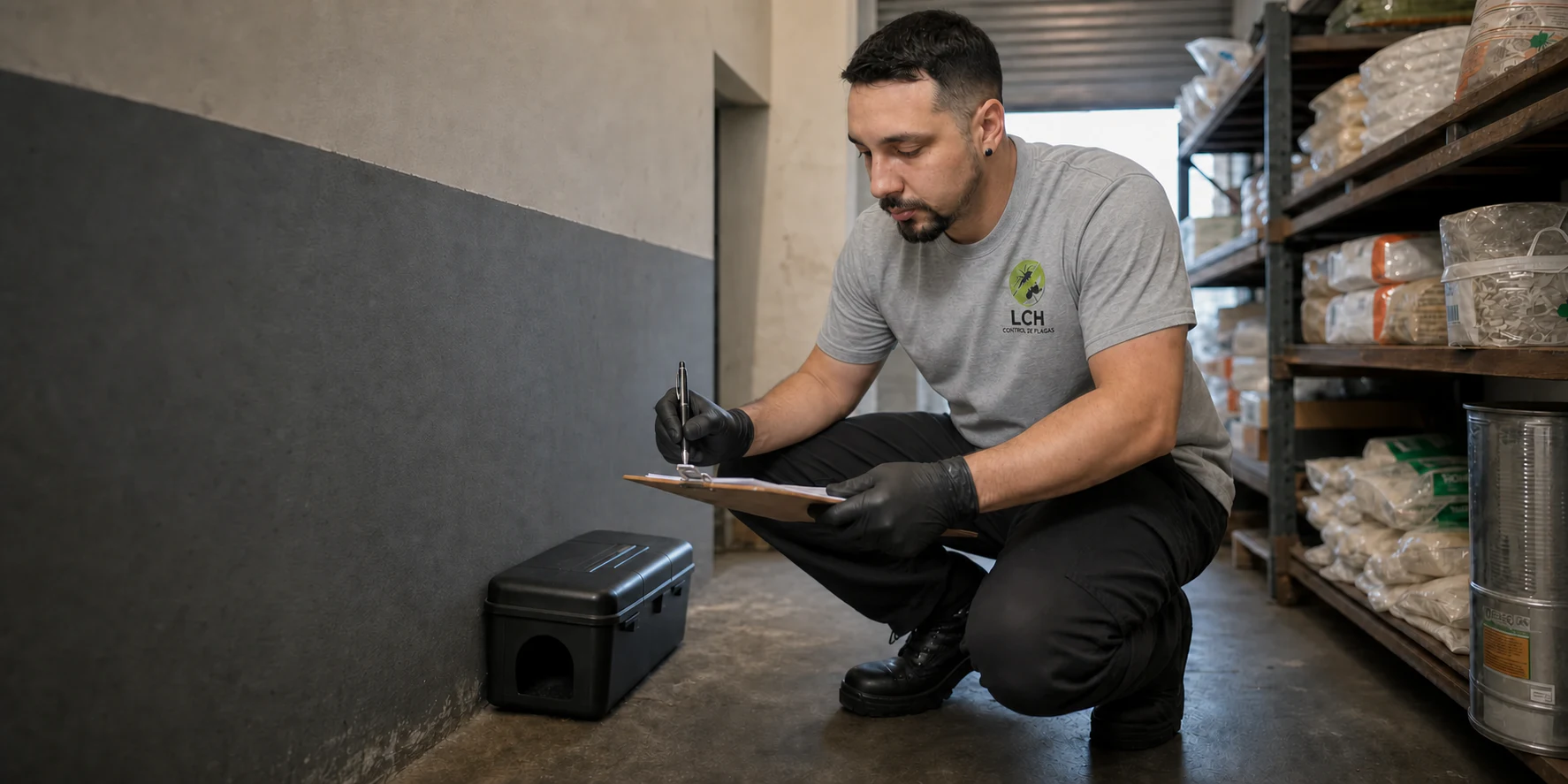 Técnico de LCH inspeccionando una estación de control en un depósito de La Tablada